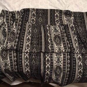 black and white patterned maxi skirt